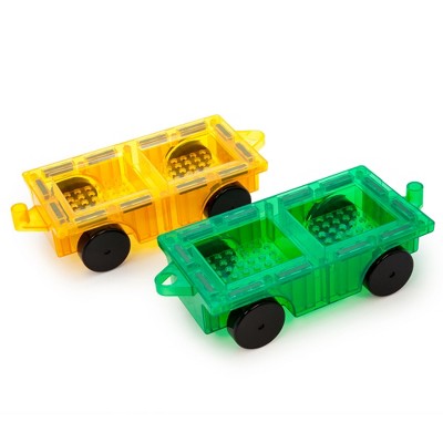PICASSO-TILES 2 Piece Magnetic Car Set, Brick Compatible for Magnetic Tiles and Building Blocks, Toy for Kids