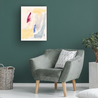 Victoria Barnes Yellow and Blue Abstract Canvas Art with Wood Frame