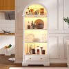 Vlsrka Display Cabinet with Glass Doors, Arched Curio Cabinet with Human Sensor Lights,White - 4 of 4