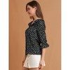 Allegra K Women's Ruffle Lapel Collar Heart Print Elbow Sleeve Button Down Shirt - 4 of 4