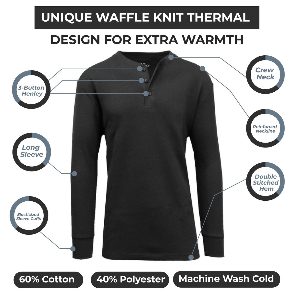 Galaxy By Harvic Women's Oversize Loose Fitting Waffle-Knit Henley Thermal Shirt - thumbnail 2