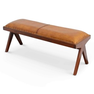 Ashcroft Furniture,Chad Leather Bench - 1 of 4