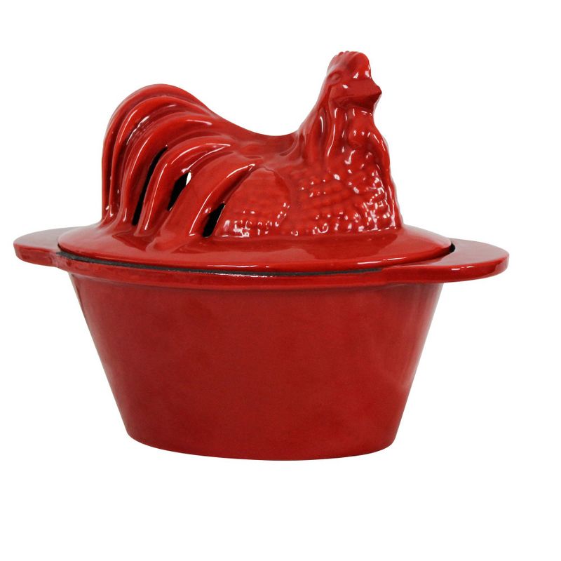 US Stove CS-01R 1 Quart Enamel Cast Iron Wood Stove Chicken Steamer Humidifier Pot, Red, 2 of 7