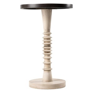 COZAYH Pedestal Tray Top End Table for Holding Drinks, Lamps or Plants, Farmhouse & Rustic Style for Living Room or Bedroom, Black Top on White Frame - 1 of 4