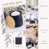 Evideco French Home Goods Sleek Cotton Pad Holder - Polyresin Bathroom Storage Container with Bamboo Lid - 3 of 4
