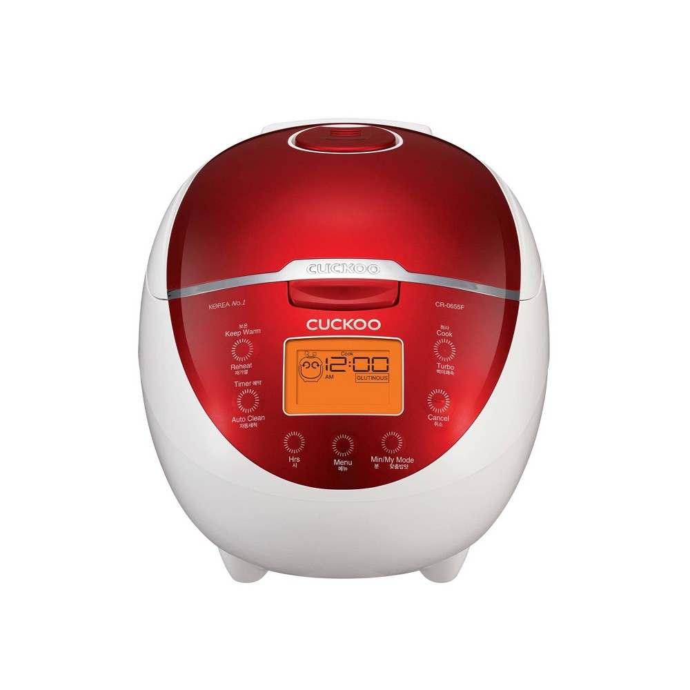 CUCKOO 6-Cup Micom Rice Cooker and Warmer White/Red: 12 Settings, Automatic Keep Warm, Dishwasher-Safe Parts, Timer