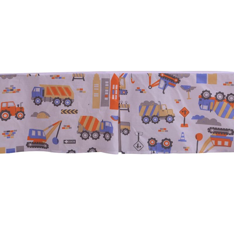 Bacati - Construction Multicolor Boys Cotton Crib/Toddler Boys Cotton Crib Skirt, 3 of 4