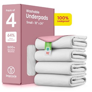IMPROVIA® Washable Underpads 18”x24”, Heavy Absorbency Waterproof Incontinence Pads for Kids, Adults & Pets – Protects Bed, Couch, Sofa & Floor - 1 of 4