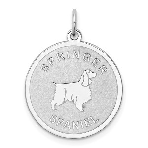 Black Bow Jewelry Sterling Silver Laser Etched Springer Spaniel Dog Pendant, 19mm - 1 of 4