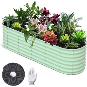 DobleePy Oval Galvanized Raised Garden Bed for Outdoor, Open Base Planter Box, Tool-Free Assembly, Rust Resistant - 1 of 4