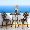 Outdoor 3-Piece Cast Aluminum Rose Bistro Set - 2 of 4