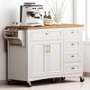 52" Kitchen Island Cart with Drop Leaf, Embossed Texture, 5 Drawers, 2 Doors, Spice Rack, Towel Rack, Rolling Storage Cabinet with Adjustable Shelf - 3 of 4