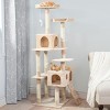 Pet Adobe Multilevel Cat Tree House Tower and Scratching Posts - Beige - 2 of 4
