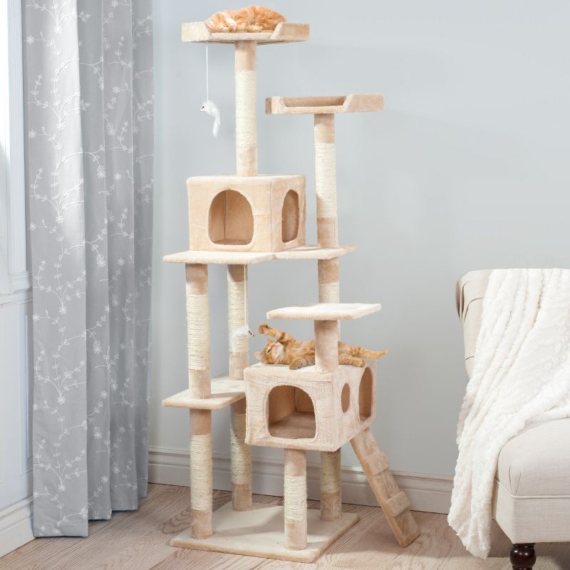 Pet Adobe Multilevel Cat Tree House Tower and Scratching Posts - Beige, 2 of 7