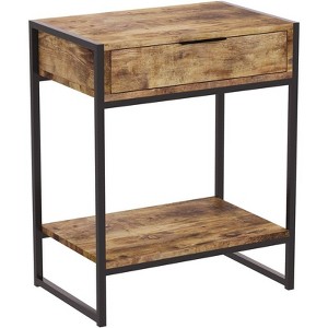 Safdie & Co. 20"L 1-Drawer Black Metal Legs Accent Table Brown Reclaimed Wood - 1 of 3