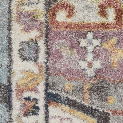 Juniper Blue and Multicolor Synthetic Medallion Area Rug