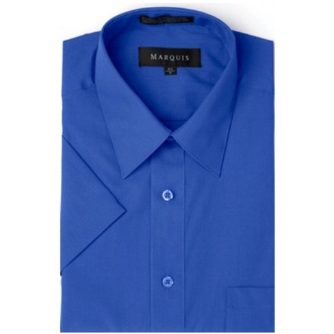 Marquis Men's Royal Blue Short Sleeve Regular Fit Dress Shirt - Large ...