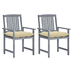 vidaXL Garden Chair Set of 2 Grey Solid Acacia wood Medium Tough - 1 of 4