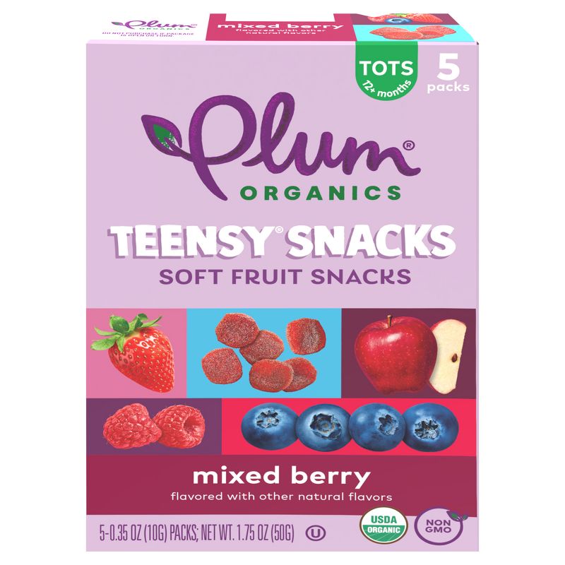 Plum Organics Teensy Snacks Soft Fruit Snacks - Mixed Berry - 0.35oz/5ct, 1 of 14