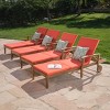 Christopher Knight Home Perla Outdoor Acacia Wood Armless Adjustable Chaise Lounge with Cushion (Set of 4) - 2 of 4