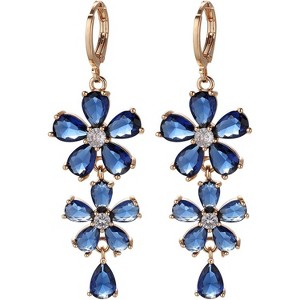 Vuskdtei18K Gold Plated Flower Dangle Earrings for Women, Hypoallergenic Cubic Zirconia Earrings, Elegant Chandelier Drop Earrings - 1 of 4