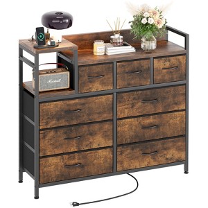 9-Drawer Storage Bedroom Dresser TV Stand | Multi-Functional with Built-in Charging Station, Tall Dresser for Closet Organization, Apartments - 1 of 4