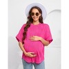 Women's Maternity Dolman Top Short Sleeve Loose Fit Pregnancy Comfort Casual Blouse - 2 of 4