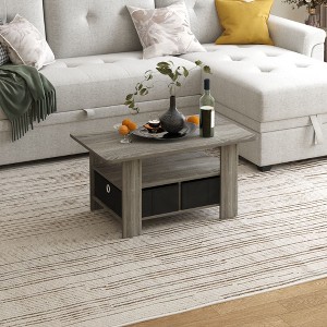 HOMLUX 31" Coffee Table Modern Living Room Furniture with Storage Bin Drawer & Open Shelf - 1 of 4