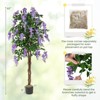 Costway 1/2 PCS 5.5 FT Tall Artificial Ficus Tree Faux Wisteria Plant in Nursery Pot Decoration Pink/Purple - 3 of 4