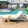 Whisen Double Outdoor Chaise Lounge with 5-Position Adjustable Backrest, Cushions & Folding Side Trays for Two - 2 of 4