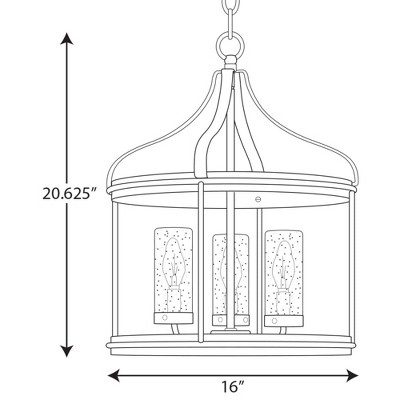Brenham Matte Black 3-Light Farmhouse Pendant with Seeded Glass