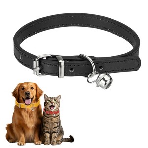Unique Bargains Dog Collar with Bell Adjustable Buckle PU Leather Dog Collars - 1 of 4