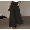 Women's Wide Leg Pants Elastic Waist Casual Palazzo Pants with Pockets - Soft High Waist Solid Color Lounge Pants for All Seasons - 2 of 4