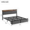 Bed Frame with Headboard and 2 Storage Drawers, Upholstered Platform Bed with Charging Station, Heavy Duty - 3 of 4