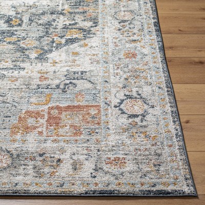 Maretta Charcoal and Light Gray Synthetic Round Area Rug
