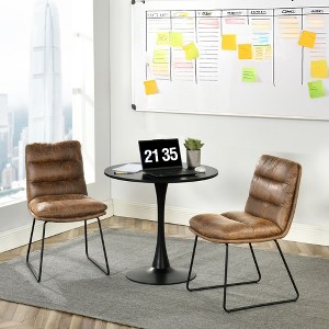 Homy Casa 31-inch Round Pedestal Dining Table, Black - 1 of 4