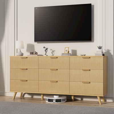 Buenhomino 9-Drawer Dresser for Bedroom, 63" Wide Modern Chest with Fluted Detailing