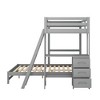 NicBex Twin over Full Bunk Bed with Guardrail and 3 Drawers,Wood Loft Bed with Ladder and Built-in Desk,Modern Bunk Beds,Bunk Beds for Bedroom - 4 of 4