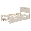 Gulches Modern Design Twin Size Platform Bed Frame with Trundle for White Washed Color - 4 of 4