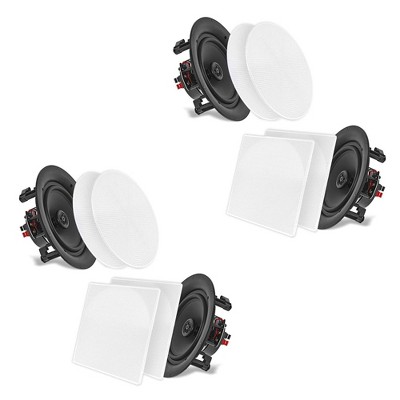  Pyle PDIC106 10 Inch 250 Watt In Ceiling Wall Speakers 2 Way Flush Mount Home Indoor Stereo Speaker System Pair, White (2 Pack) 