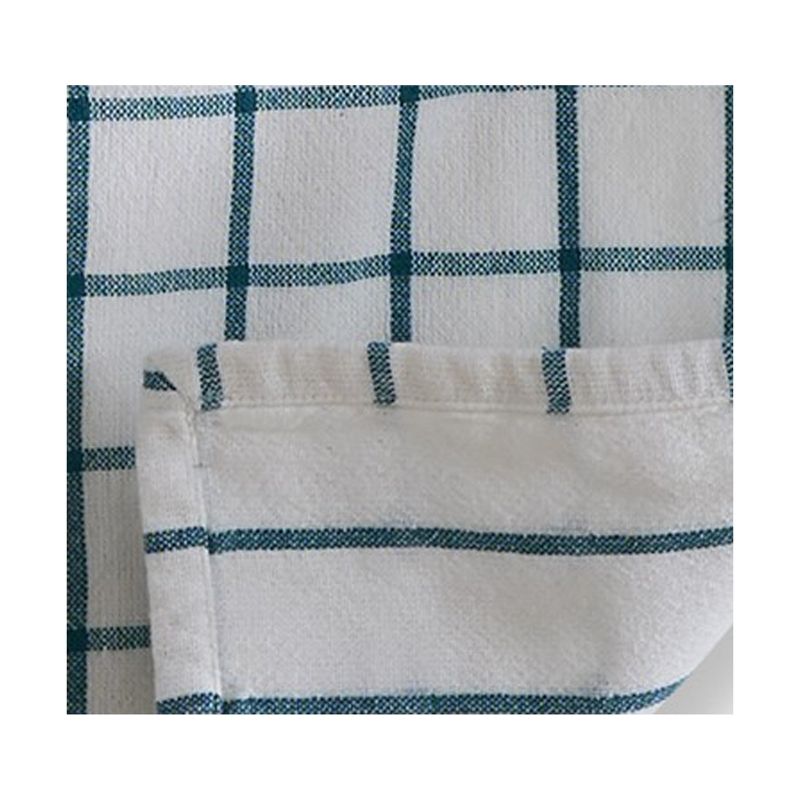 TAG Classic Reversible Double Cloth Turquoise Blue Windowpane Cotton Machine Washable Kitchen Dishtowel 26L x 18W in., 2 of 4