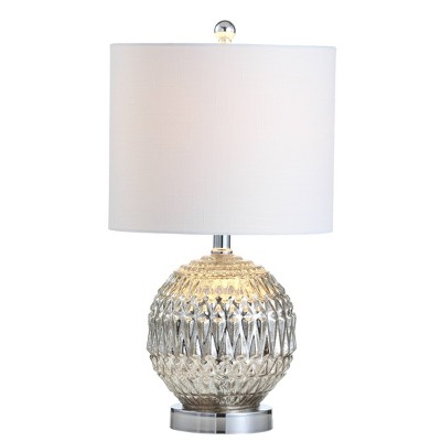 20.5" Glass/Metal Krister Table Lamp (Includes LED Light Bulb) Silver - JONATHAN Y