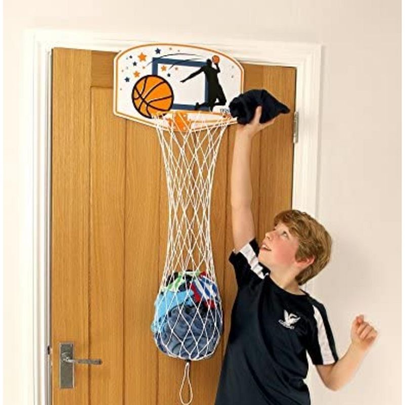 Taylor Toy Basketball Laundry Hamper Over the Door Hoop for Kids, 3 of 7