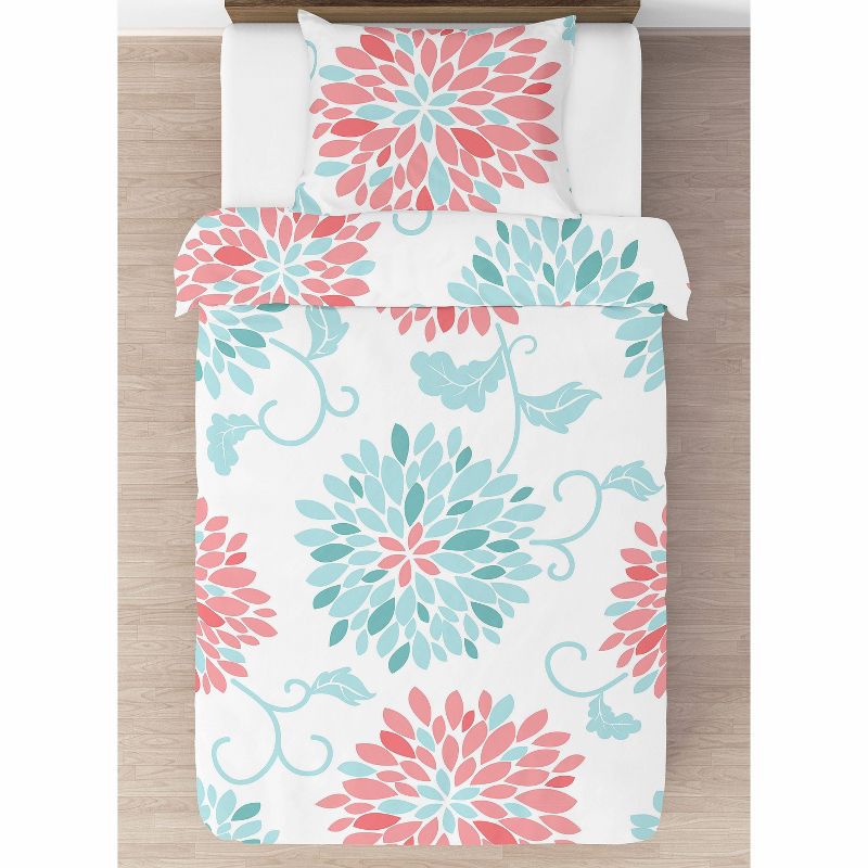 4pc Emma Twin Kids&#39; Comforter Bedding Set Coral and Turquoise - Sweet Jojo Designs, 6 of 7