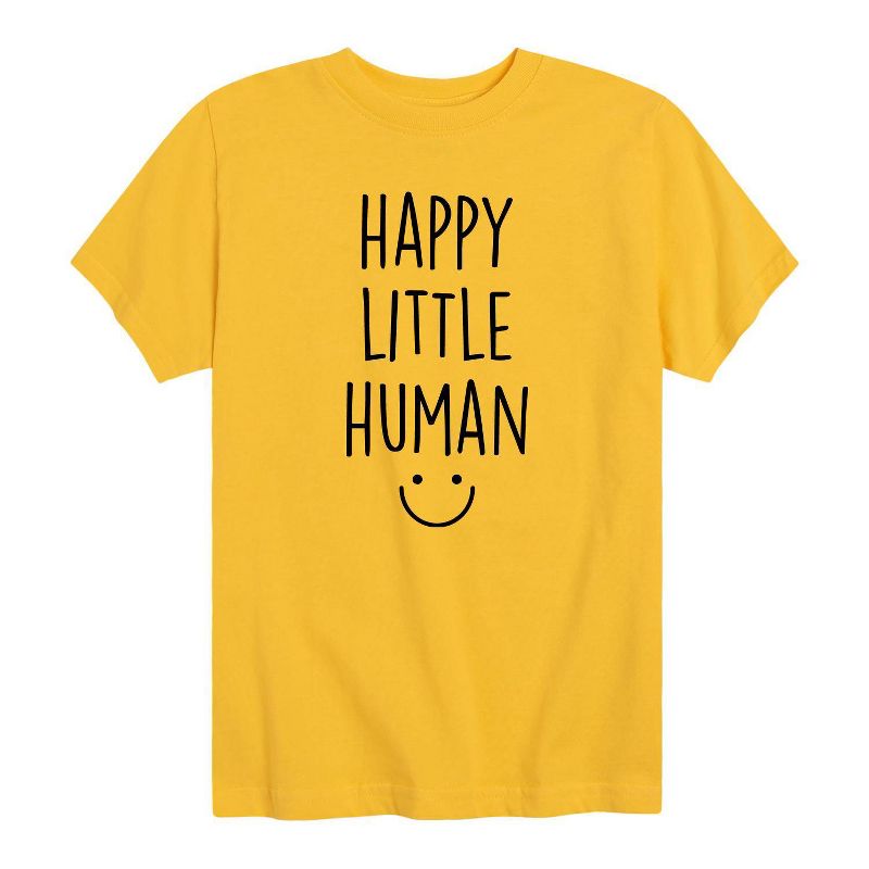 Boys' Happy Little Human Short Sleeve Graphic T-Shirt - Yellow, 1 of 2