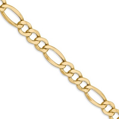 Black Bow Jewelry Men's 7.3mm, 14k Yellow Gold, Hollow Figaro Chain Necklace
