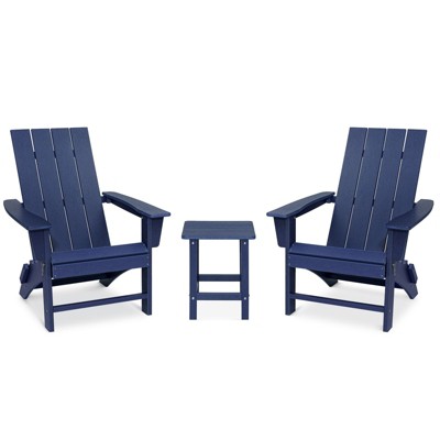 GARPROVM 2 Upgraded Folding HDPE Adirondack Chairs with Side Table Weather-Resistant For Outdoor