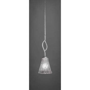 Toltec Lighting Revo 1 - Light Pendant in  Dark Granite with 5.5" Fluted Frosted Crystal Shade