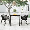 vidaXL Patio Dining Set Outdoor Garden Seat - 3 Piece Black 31.5" Table Length - 2 of 4