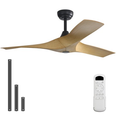 52 Inch Ceiling Fan No Light 3 Blades Low Profile Downrod Mount Ceiling Fans with Remote for Indoor/Outdoor  Patio Garage Living Room Bedroom